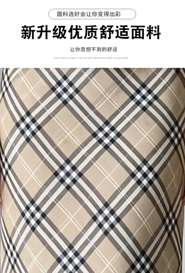 빛 럭셔리 오래된 돈 바람 품격 명문 여성 폴로 칼라 이중 버튼 레이스업 허리 수축 재킷 재킷 체크무늬 타이트 스커트 투피스 세트 상세 이미지 4