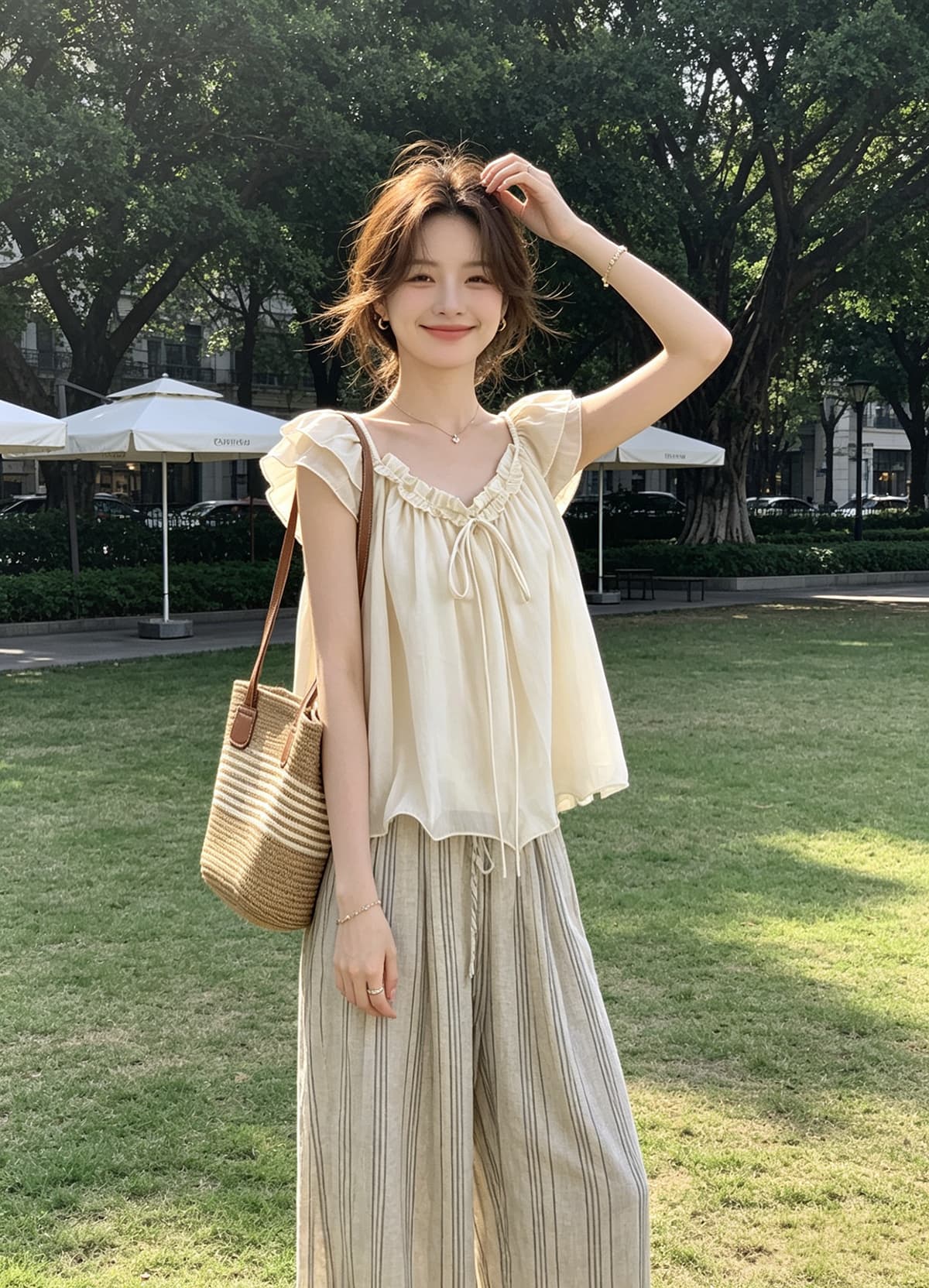 달콤함 품격 3 차원 꽃 프릴 작은 날다 소매 여성 셔츠 한국 스타일 패션 고급 센스 슬림해 보이는 다용도 맨위 상세 이미지 2