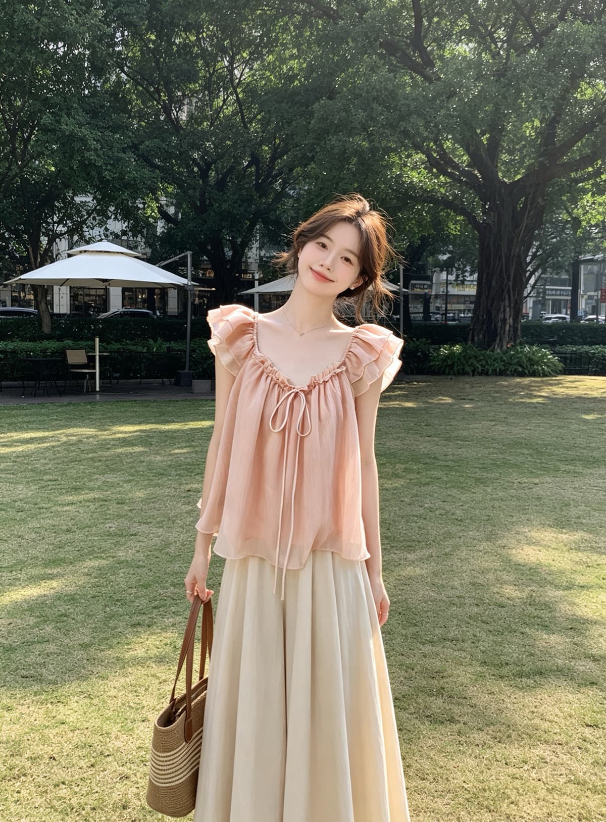 달콤함 품격 3 차원 꽃 프릴 작은 날다 소매 여성 셔츠 한국 스타일 패션 고급 센스 슬림해 보이는 다용도 맨위 상세 이미지 8