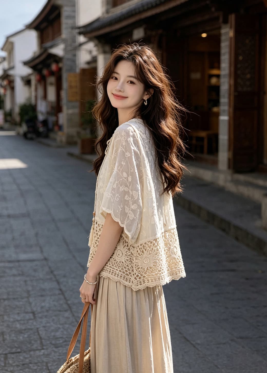 2026 여름 새로운 보헤미안 바람 자수 레이스 맨위 V넥 레이스업 술 휴가 바람 블라우스 작은 셔츠 이미지 2