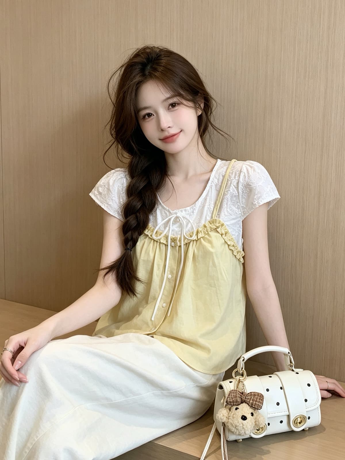 2026 새로운 여성 의류 홀로우 아웃 자수 패치워크 여성 셔츠 여름 허리 수축 슬림해 보이는 인형 셔츠 맨위 상세 이미지 8