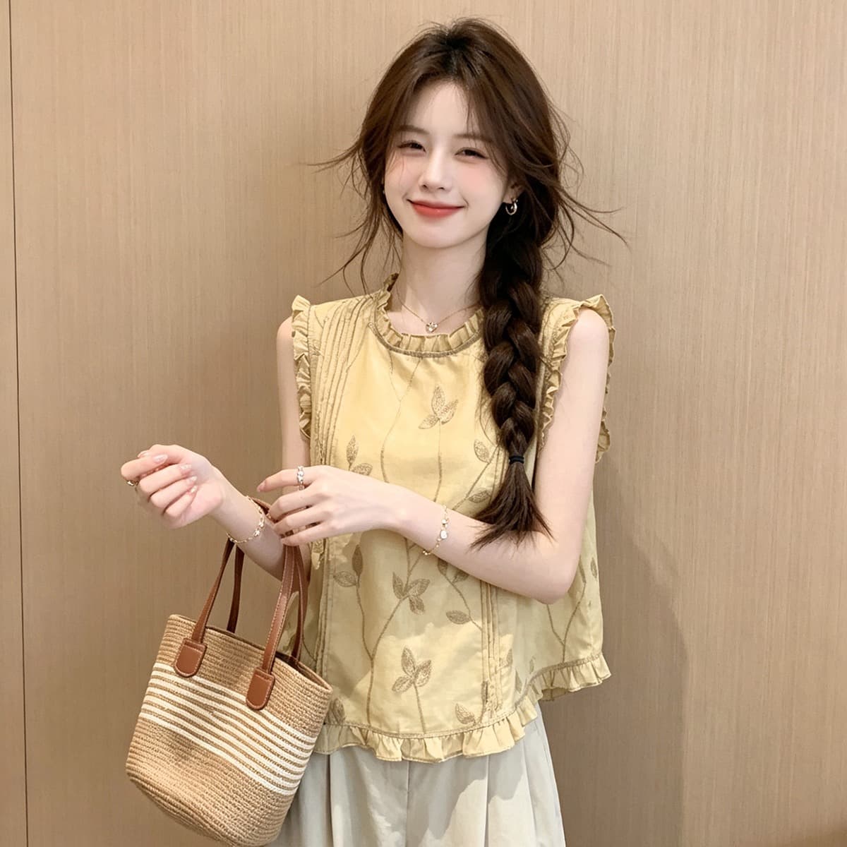프랑스식 여성 셔츠 2026 여름 새로운 Chic 매우 요정 ~ 중 프릴 맨위 외국 가스 고유 한 슈퍼 잘 생긴 작은 셔츠 이미지 5