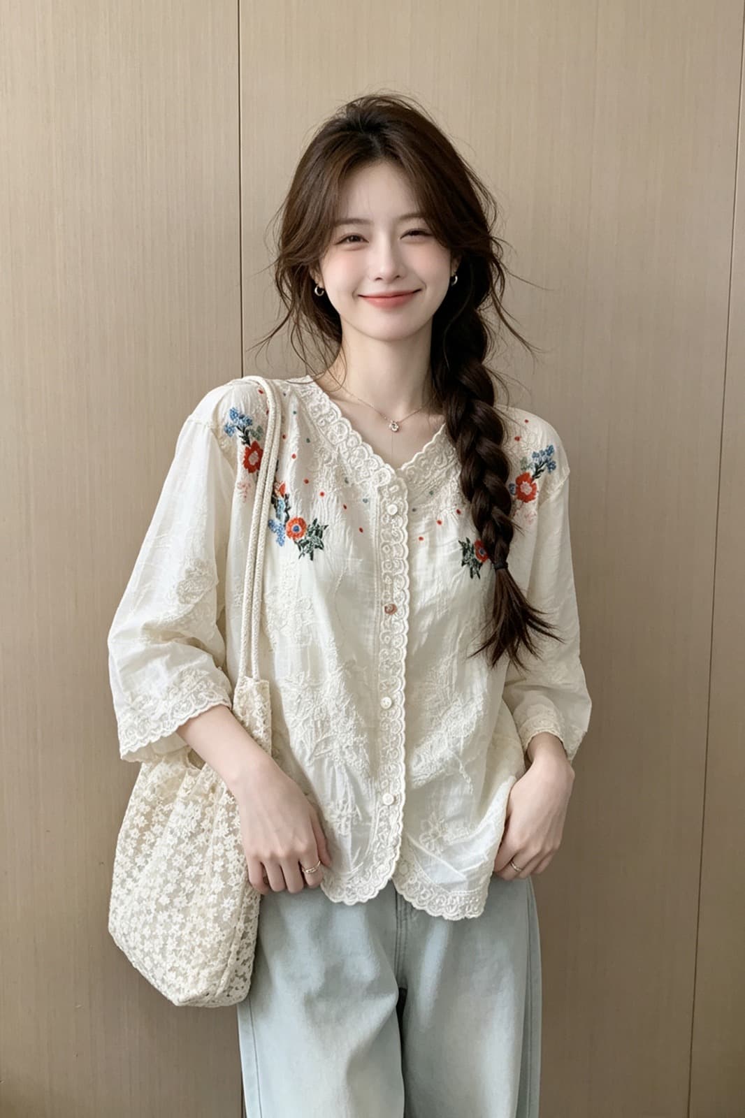 문예 바람 품격 자수 태양 보호 셔츠 2026 여름 새로운 통기성 면 린넨 긴팔 셔츠 루즈핏 오픈 가디건 맨위 이미지 6