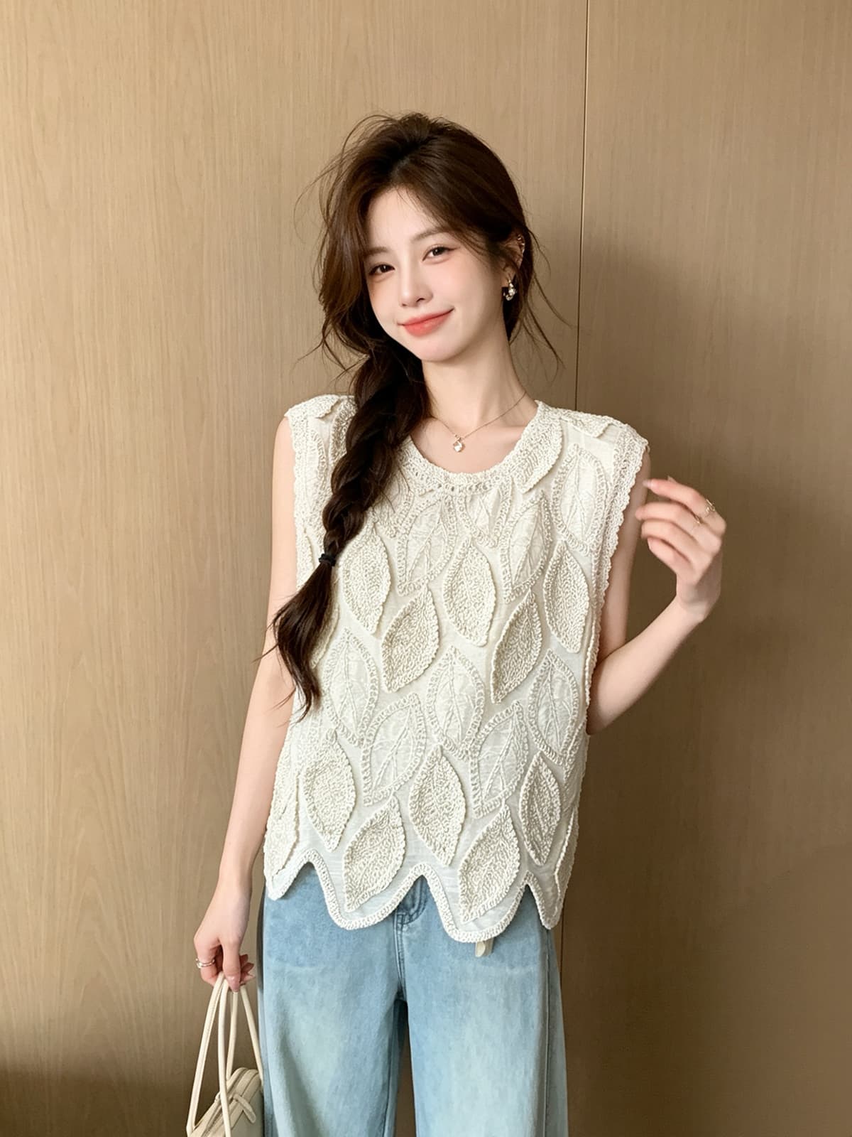 프랑스식 홀로우 아웃 자수 민소매 조끼 여성 여름 새로운 디자인 센스 작은 대중 Chic 착용 가져 가라. 다용도 맨위 트렌디 이미지 2