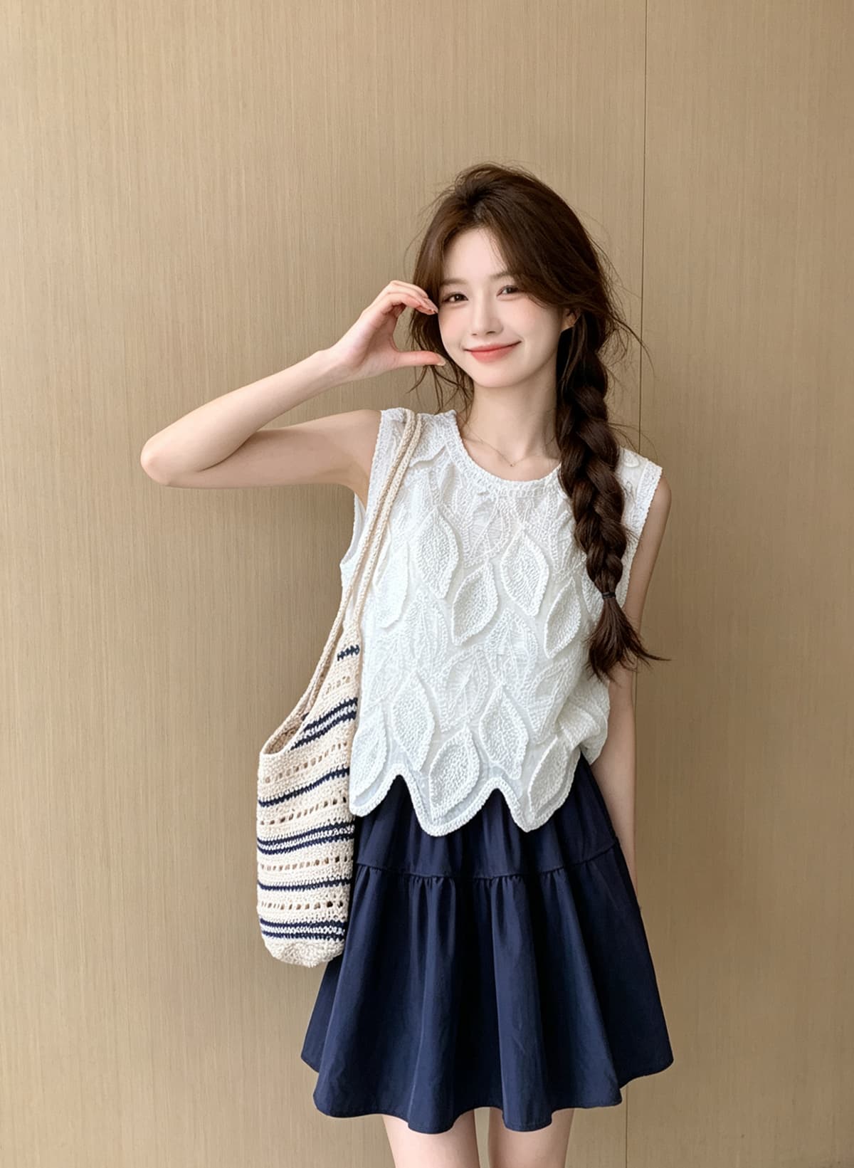 프랑스식 홀로우 아웃 자수 민소매 조끼 여성 여름 새로운 디자인 센스 작은 대중 Chic 착용 가져 가라. 다용도 맨위 트렌디 상세 이미지 3