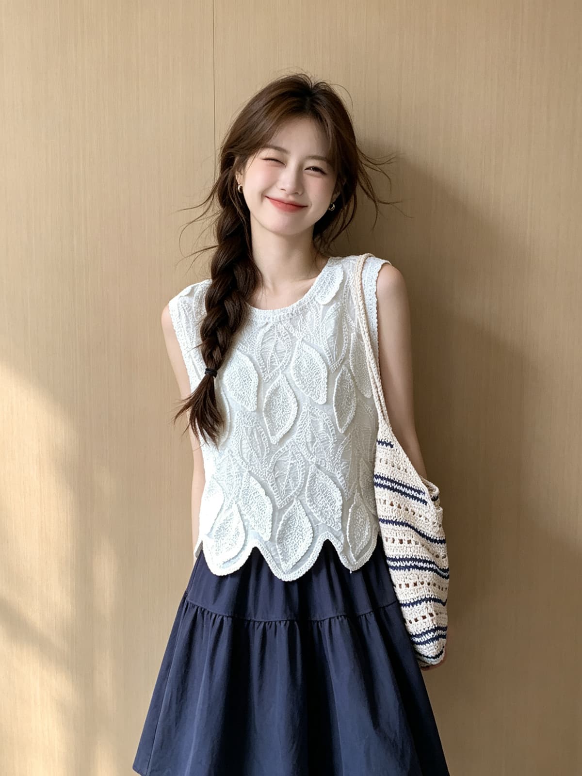 프랑스식 홀로우 아웃 자수 민소매 조끼 여성 여름 새로운 디자인 센스 작은 대중 Chic 착용 가져 가라. 다용도 맨위 트렌디 상세 이미지 4