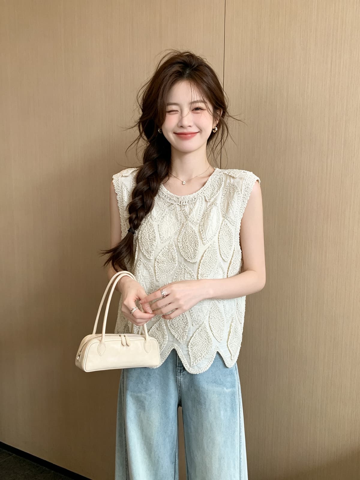 프랑스식 홀로우 아웃 자수 민소매 조끼 여성 여름 새로운 디자인 센스 작은 대중 Chic 착용 가져 가라. 다용도 맨위 트렌디 상세 이미지 8