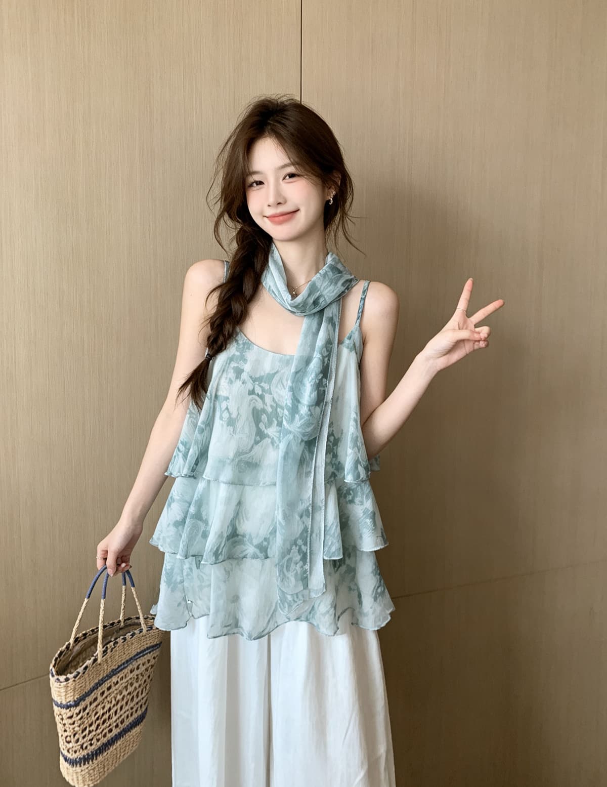 태국 바람 레트로 연령 감소 품격 꽃무늬 슬립 드레스 여성 여름 새로운 한 부서 휴가 리본 케이크 드레스 상세 이미지 1