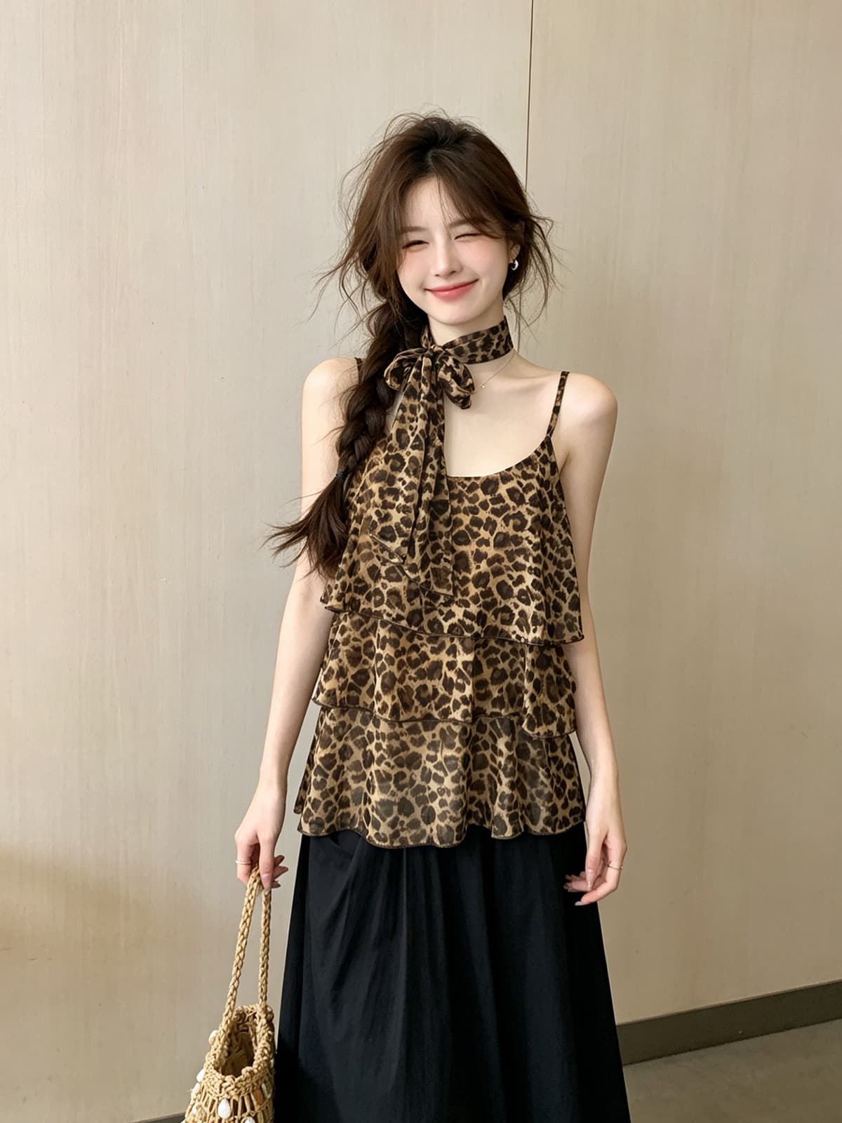 태국 바람 레트로 연령 감소 품격 꽃무늬 슬립 드레스 여성 여름 새로운 한 부서 휴가 리본 케이크 드레스 상세 이미지 4