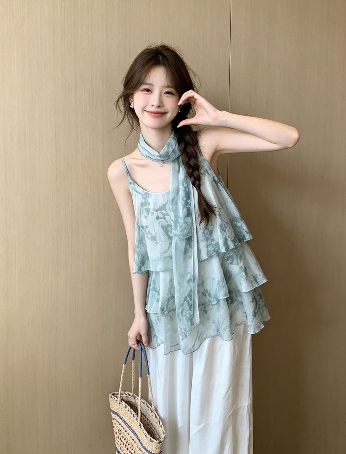 태국 바람 레트로 연령 감소 품격 꽃무늬 슬립 드레스 여성 여름 새로운 한 부서 휴가 리본 케이크 드레스 상세 이미지 12