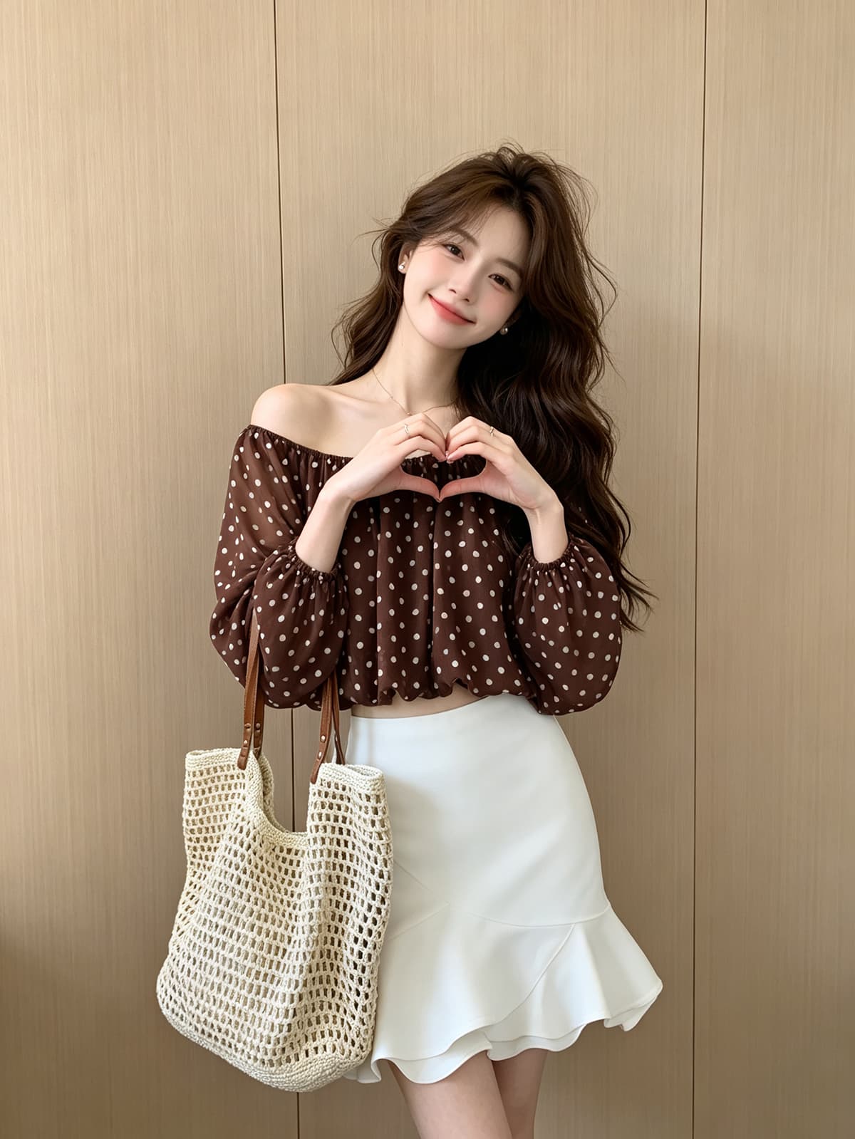 프랑스식 오프숄더 꽃무늬 긴팔 시폰 셔츠 여성 여름 핫걸 쇼트 스타일 품격 디자인 센스 오프숄더 셔츠 맨위 상세 이미지 7