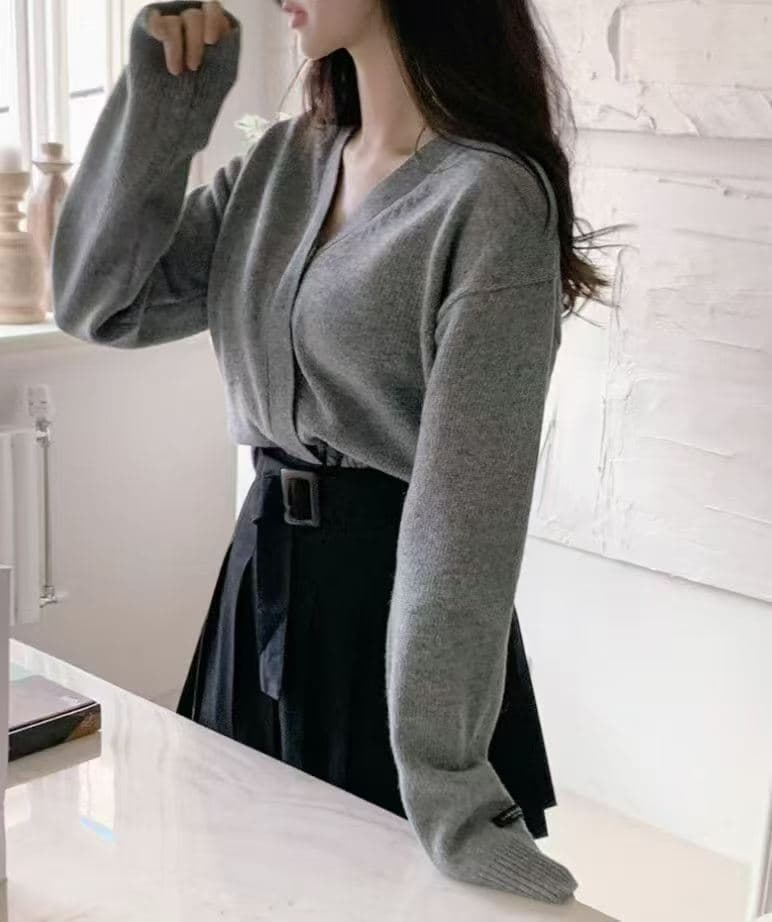 가을 새로운 품격 다용도 스웨터 오픈 가디건 여성 한국 chicv 칼라 어둠 버클 고급 센스 작은 대중 니트 재킷 상세 이미지 4