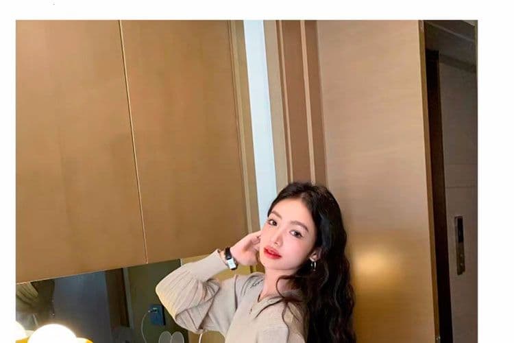 2025 출산 착용 가을 겨울 새로운 루즈핏 세련된 섹션 거품 소매 기본 스커트 스웨터 드레스 무릎 아래 롱 코트 드레스 상세 이미지 41