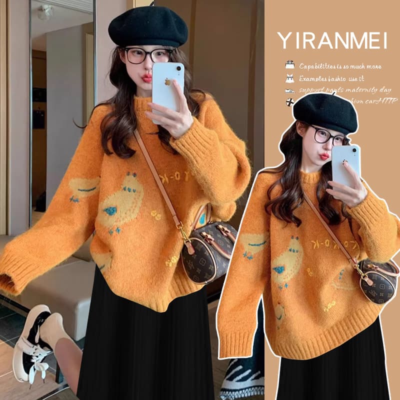 2026 가을 겨울 새로운 품격 부드러운 찹쌀 니트 다용도 느긋한 바람 스웨터 슬립 치마 세트 상세 이미지 2