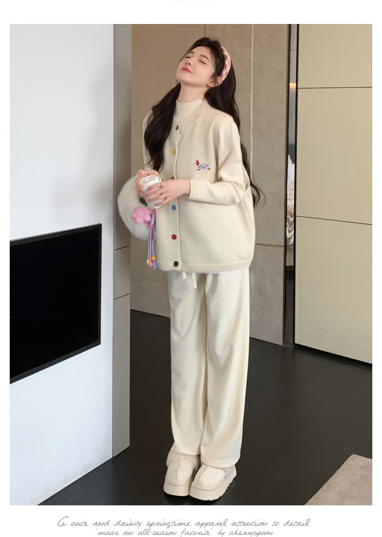 실사 지금 2026 봄 가을 새로운 한국 스타일 자수 루즈핏 베스트 단색 다용도 기본 셔츠 투피스 세트 상세 이미지 25