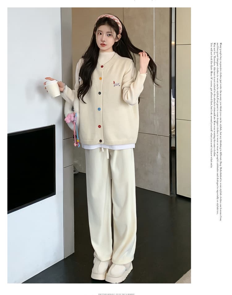 실사 지금 2026 봄 가을 새로운 한국 스타일 자수 루즈핏 베스트 단색 다용도 기본 셔츠 투피스 세트 상세 이미지 26