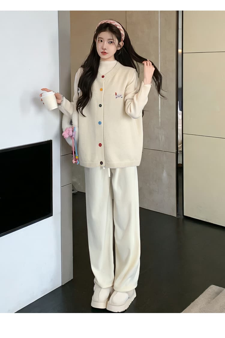 실사 지금 2026 봄 가을 새로운 한국 스타일 자수 루즈핏 베스트 단색 다용도 기본 셔츠 투피스 세트 상세 이미지 30