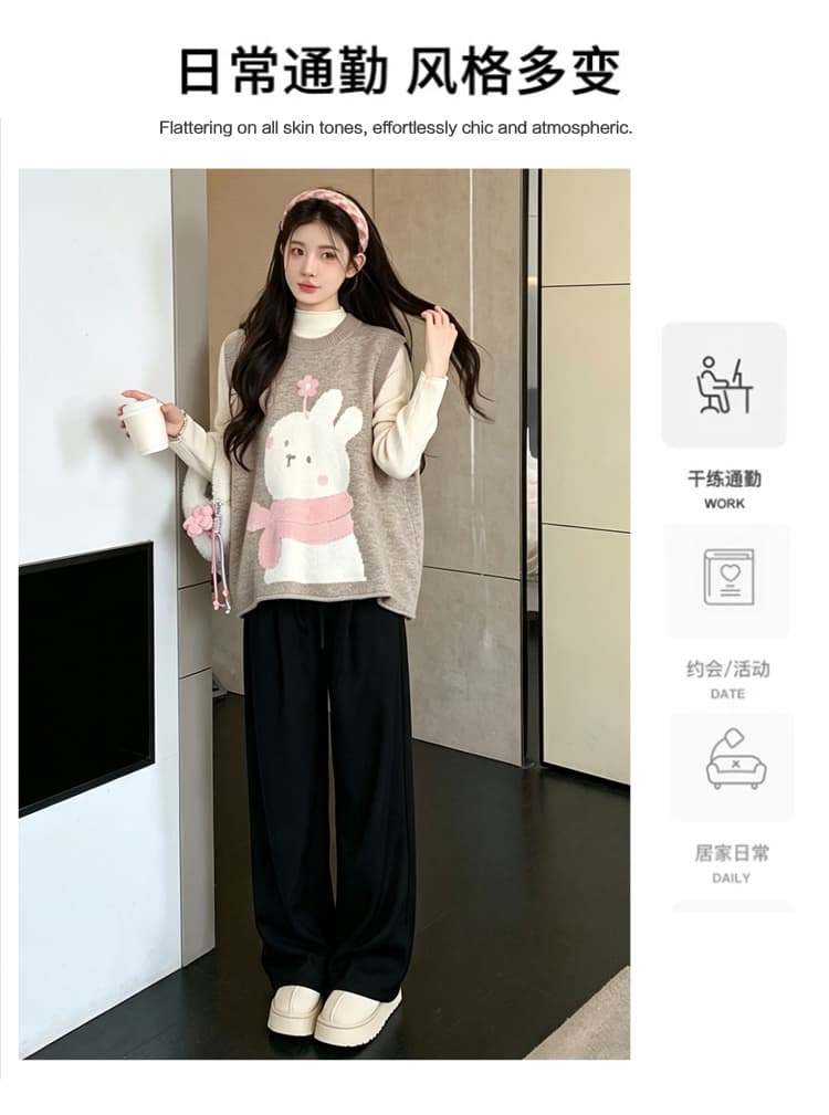실사 지금 2026 봄 가을 새로운 한국 스타일 자수 루즈핏 베스트 단색 다용도 기본 셔츠 투피스 세트 상세 이미지 2