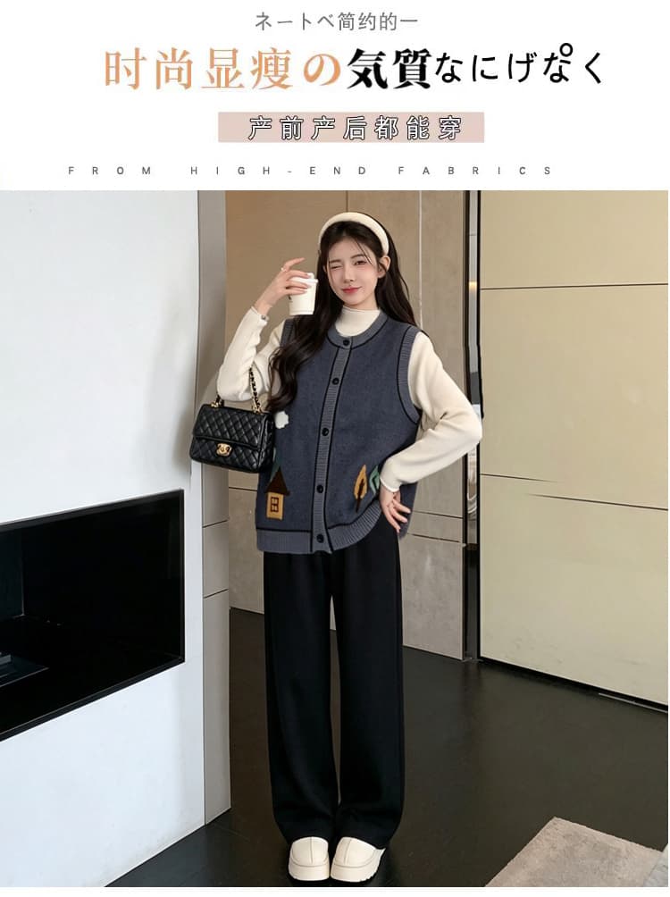 실사 2026 봄 가을 새로운 한국 스타일 자수 루즈핏 베스트 단색 다용도 기본 셔츠 투피스 세트 상세 이미지 2