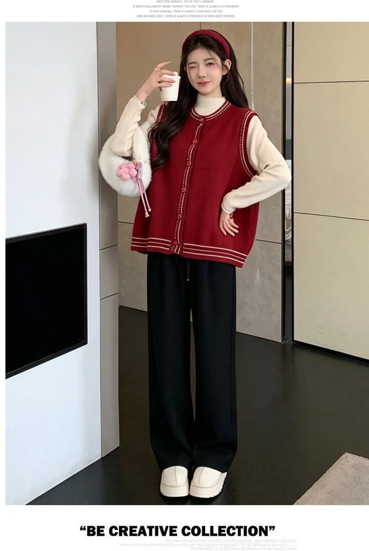 실사 2026 봄 가을 새로운 한국 스타일 패션 루즈핏 베스트 단색 다용도 기본 셔츠 투피스 세트 상세 이미지 20