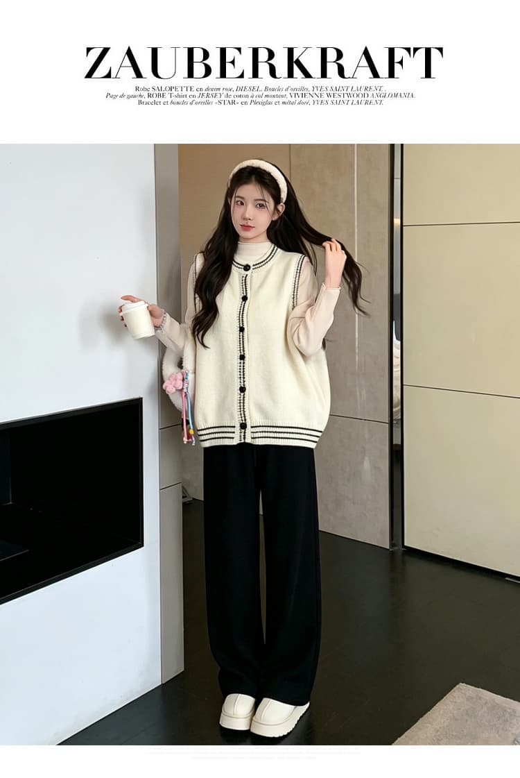 실사 2026 봄 가을 새로운 한국 스타일 패션 루즈핏 베스트 단색 다용도 기본 셔츠 투피스 세트 상세 이미지 22