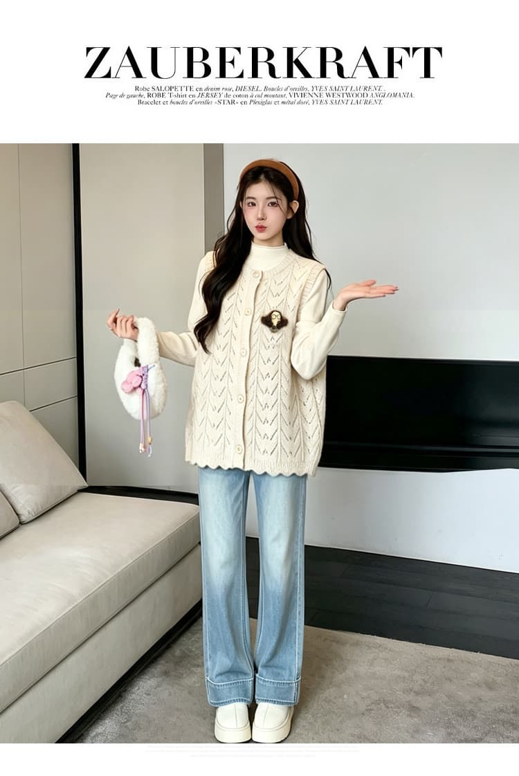 실사 2026 봄 가을 새로운 한국 스타일 패션 만화 루즈핏 베스트 단색 다용도 기본 셔츠 투피스 세트 상세 이미지 22