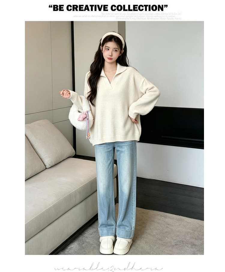 실사 2026 임산부 가을 새로운 긴팔 패션 폴로 칼라 V넥 캐주얼 루즈핏 티셔츠 임산부 바지 투피스 세트 상세 이미지 22