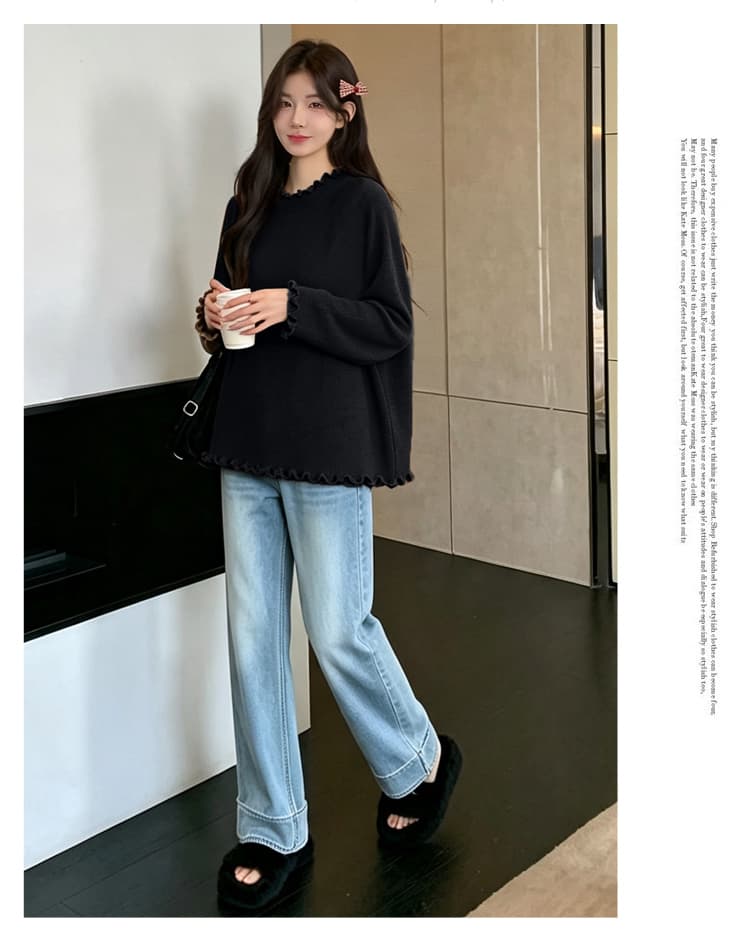 실사 2026 출산 착용 가을 겨울 새로운 니트 기본 셔츠 루즈핏 풀오버 다용도 볼륨 측면 스웨터 맨위 상세 이미지 27