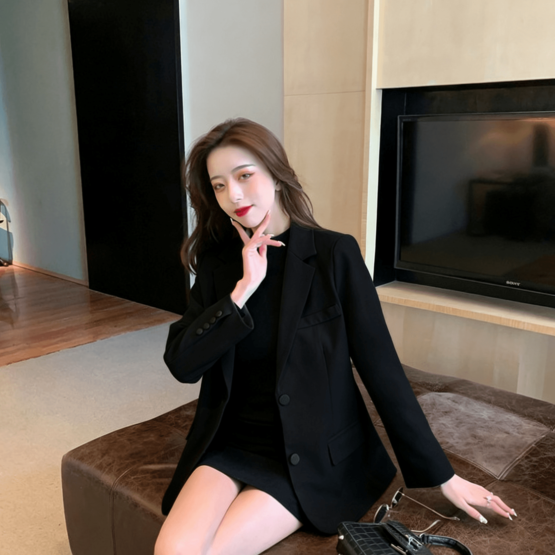 2026 봄과 가을 여성 코트 한국 스타일 디자인 센스 캐주얼 루즈핏 정장 다용도 슬림해 보이는 품격 작은 키 착용 가져 가라. 상세 이미지 6