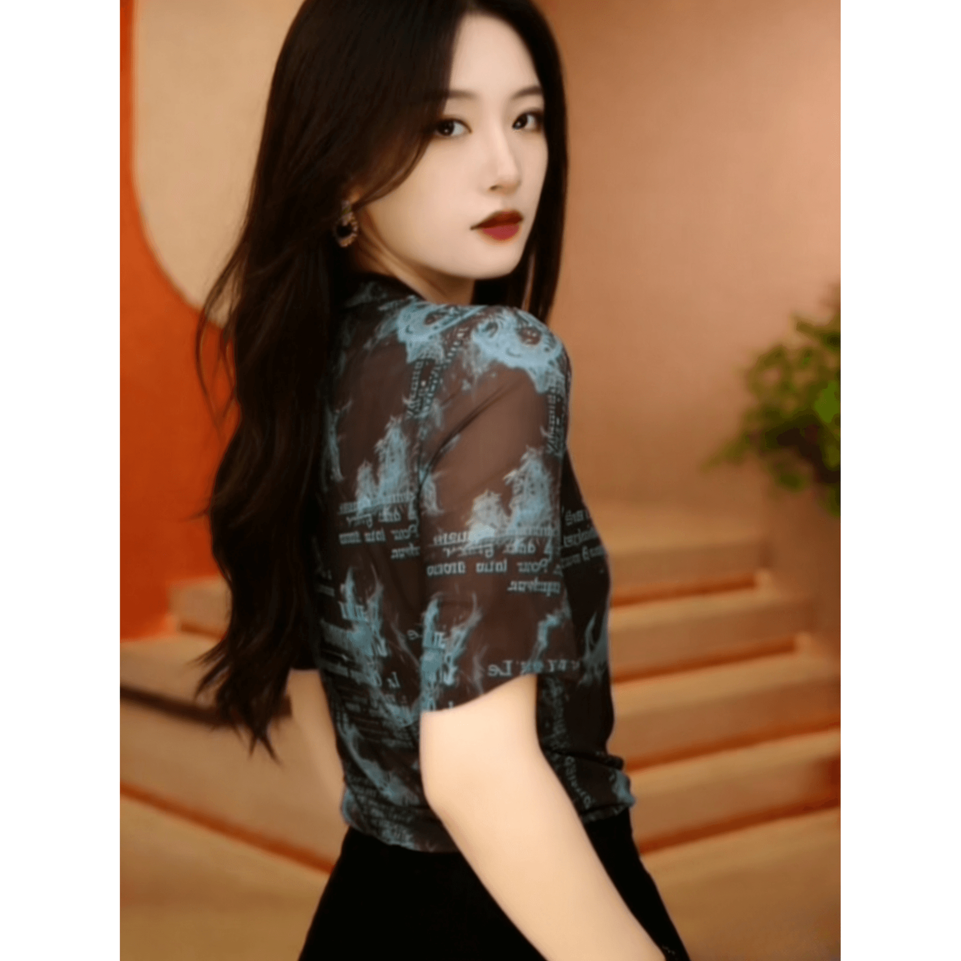 이중층 망사 기본 셔츠 여성용 짧은 소매 피부 봄 새로운 패션 맨위 외국 가스 몸매 가꾸기 티셔츠 이미지 5