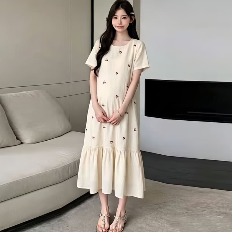 실사 임산부 여름 드레스 드레스 이미지 3