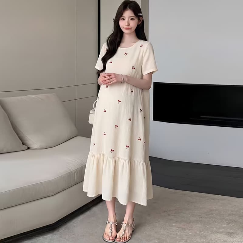 실사 임산부 여름 드레스 드레스 이미지 4
