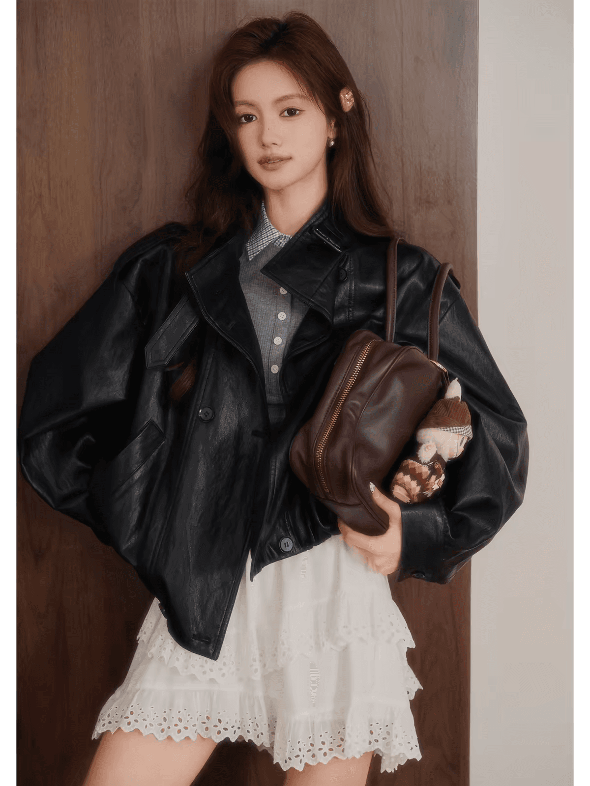 2026 가을 캐주얼 차가운 잘 생긴 아메리칸 레트로 검정색 오토바이 가죽 재킷 여성 봄 고급 센스 가죽 상단 상세 이미지 1