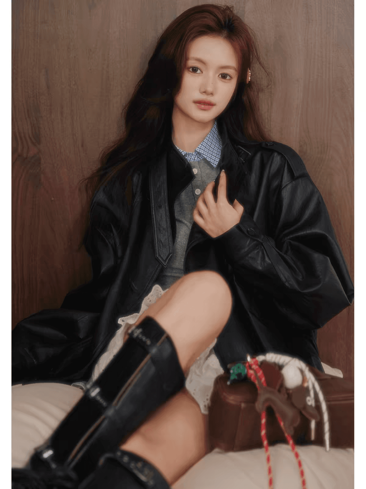 2026 가을 캐주얼 차가운 잘 생긴 아메리칸 레트로 검정색 오토바이 가죽 재킷 여성 봄 고급 센스 가죽 상단 상세 이미지 3