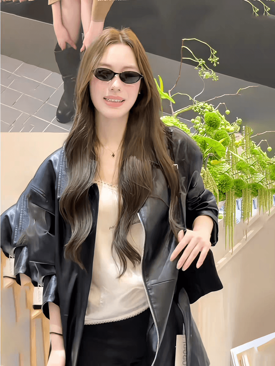 가죽 재킷 여성 코트 2026 봄 가을 새로운 검정색 감기 멩 달콤한 차가운 바람 루즈핏 pu 오토바이 아메리칸 슈퍼 화재 가죽 자켓