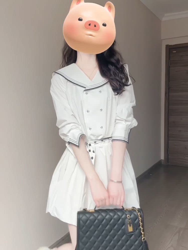 한 부서 패션 디자인 센스 작은 대중 해군 칼라 패치워크 드레스 여자 학생 여름 허리 수축 슬림해 보이는 꽃밭 치마 상세 이미지 6
