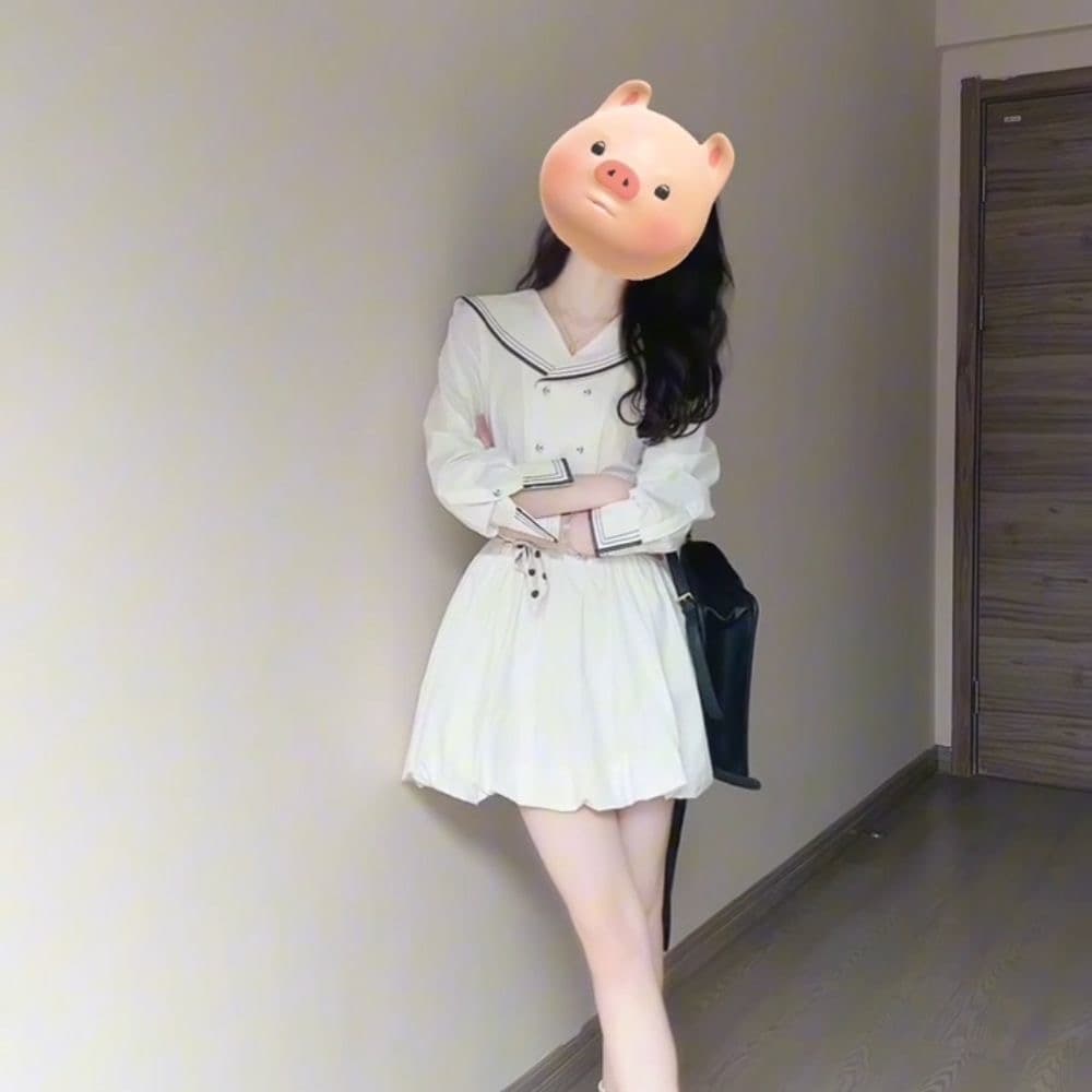 한 부서 패션 디자인 센스 작은 대중 해군 칼라 패치워크 드레스 여자 학생 여름 허리 수축 슬림해 보이는 꽃밭 치마 상세 이미지 8