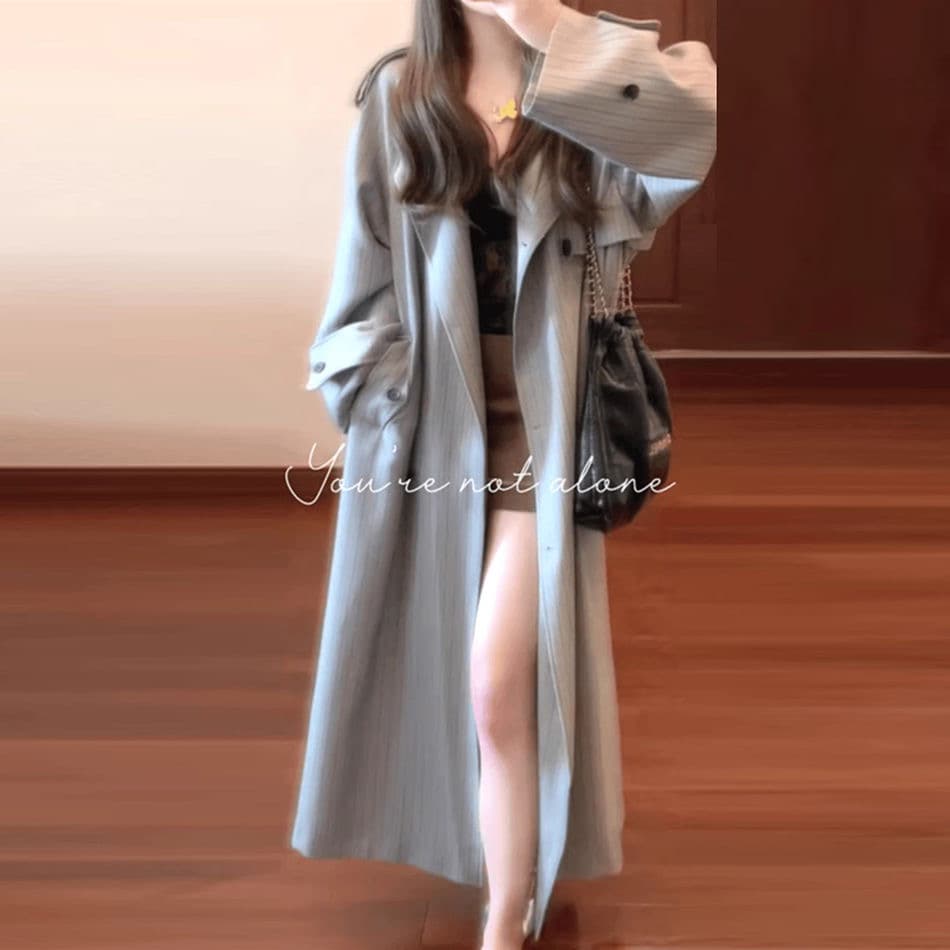 2026 가을 새로운 중간 길이 외국 가스 영국식 바람막이 여성 작은 키 한 부서 ins 블레이저 트렌디 상세 이미지 4