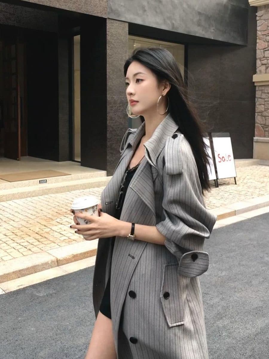 2026 가을 새로운 중간 길이 품격 영국식 바람막이 여성 작은 키 한 부서 ins 블레이저 트렌디 이미지 2