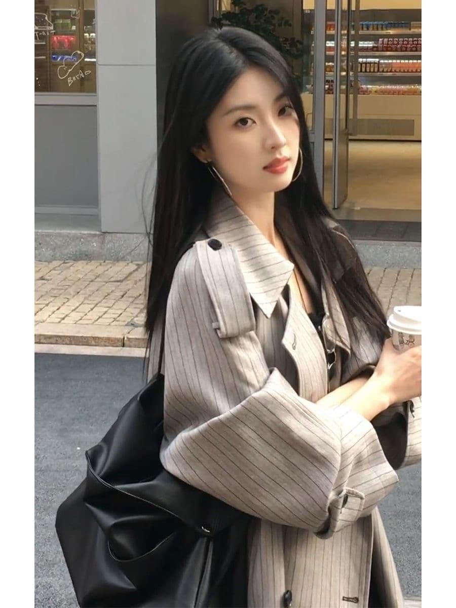 2026 가을 새로운 중간 길이 품격 영국식 바람막이 여성 작은 키 한 부서 ins 블레이저 트렌디 상세 이미지 3