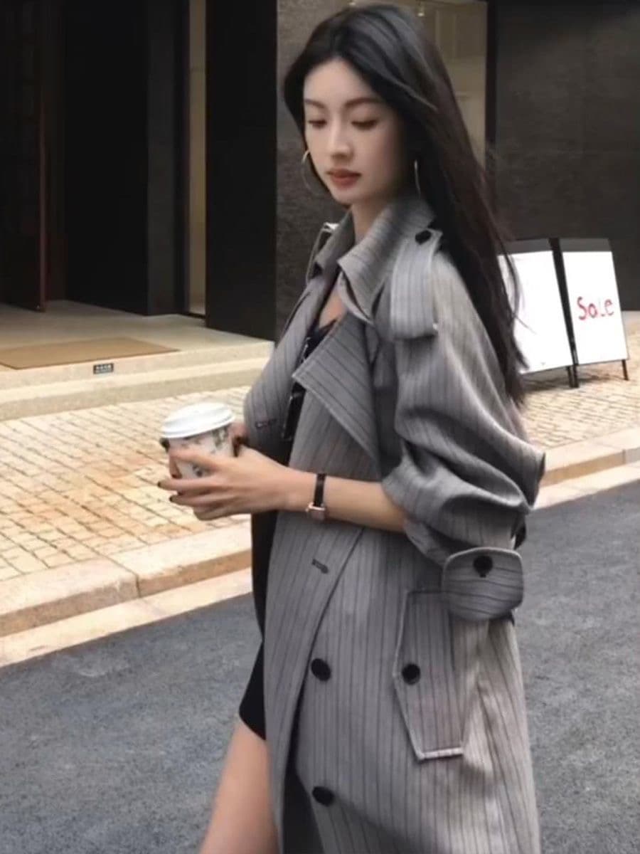 2026 가을 새로운 중간 길이 품격 영국식 바람막이 여성 작은 키 한 부서 ins 블레이저 트렌디 상세 이미지 5