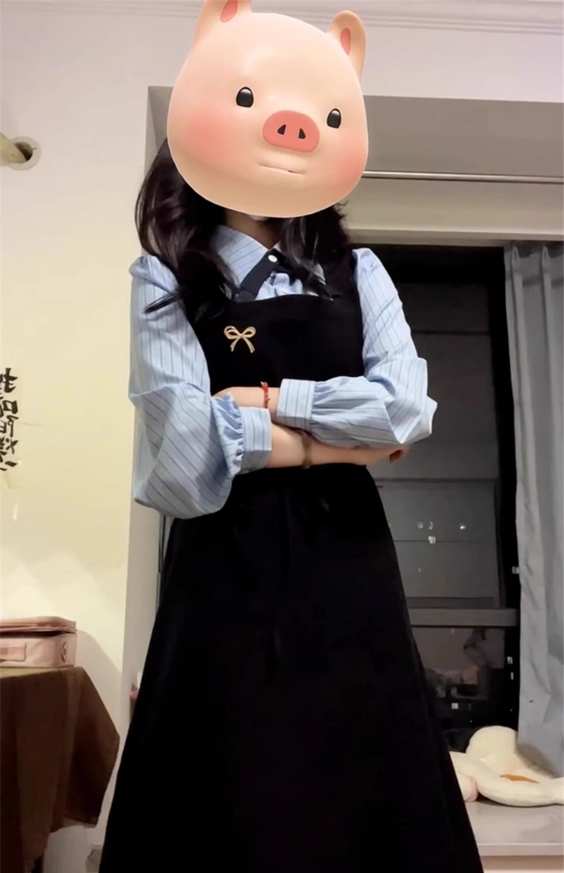 한국 스타일 학원 스타일 페이크 레이어드 드레스 여성 의류 가을 새로운 차 휴식 디자인 센스 POLO 칼라 허리 수축 중간 길이 스커트 상세 이미지 5