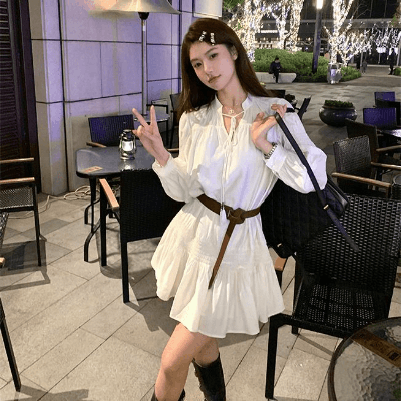 프랑스식 주름 고급 달콤함 요정 여성 드레스 2026 년 가을 새로운 슬림해 보이는 표지 고기 명문 여성 치마 트렌디 이미지 3