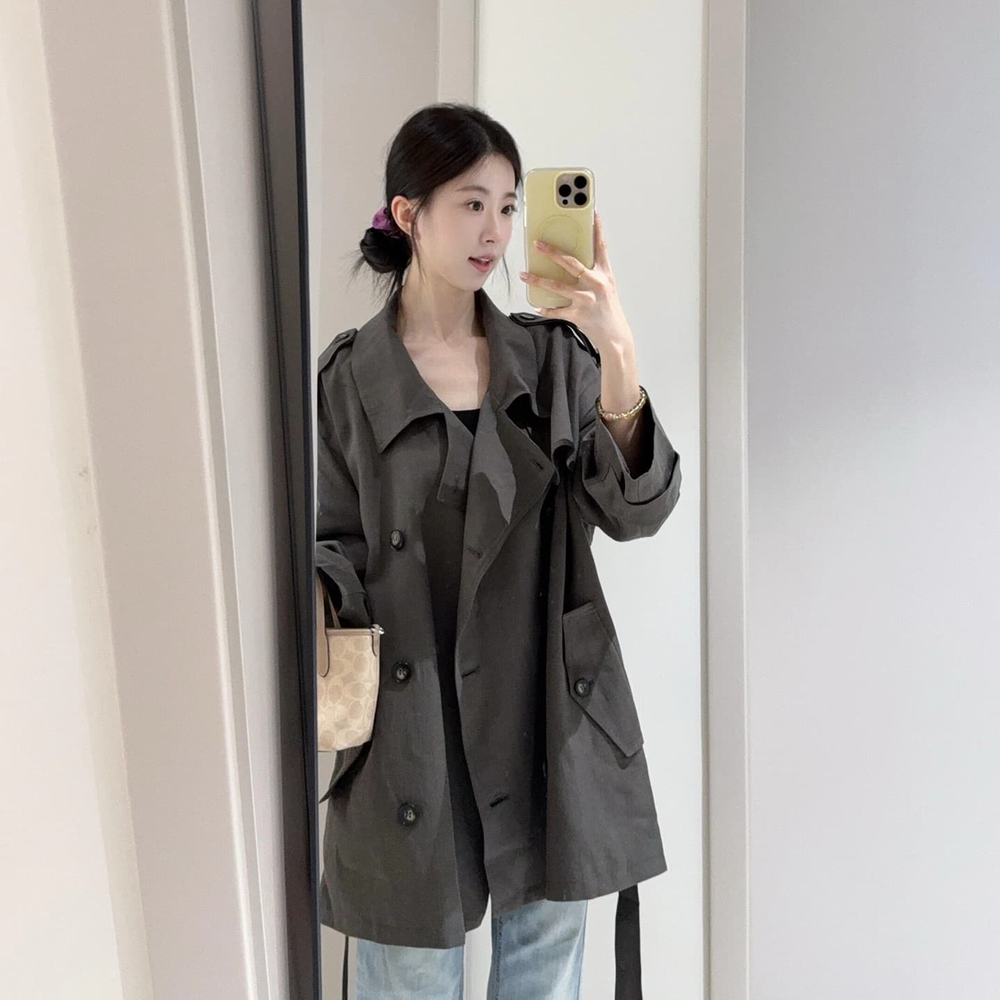 한 부서 루즈핏 바람막이 여성 코트 2025 가을 새로운 작은 키 자이언트 잘 생긴 얇은 스타일 한국 스타일 고급 센스 쇼트 스타일 이미지 3