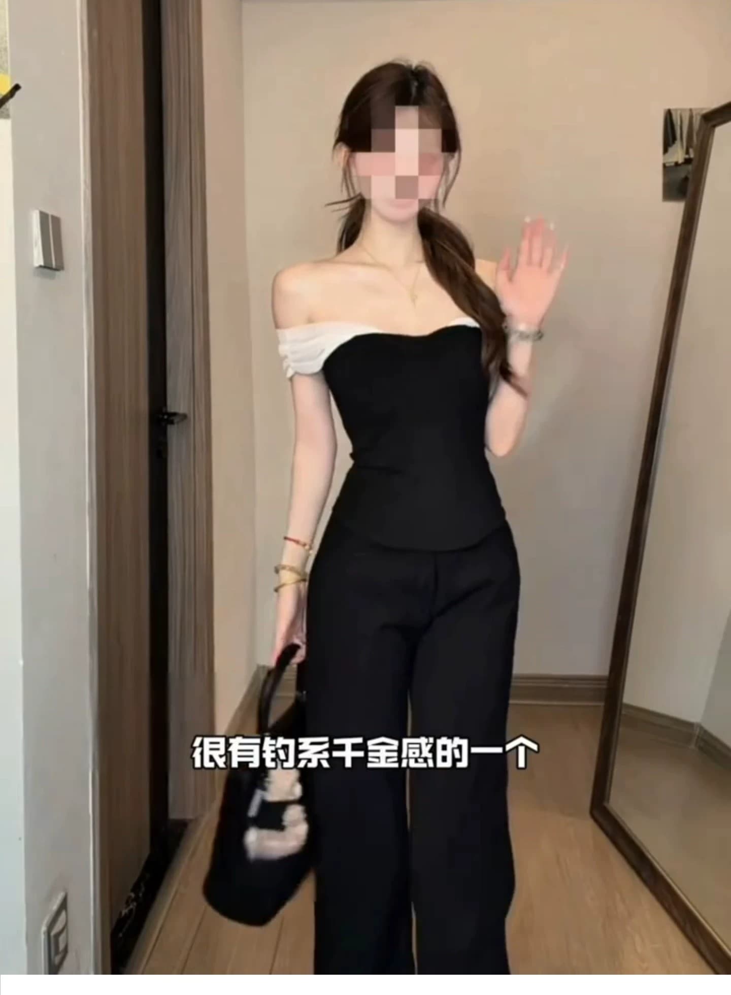사람들 면 빈 가스 층 망사 패치워크 튜브탑 캐미솔 여름 오프숄더 핫걸 검정색 쇼트 스타일 맨위 상세 이미지 5
