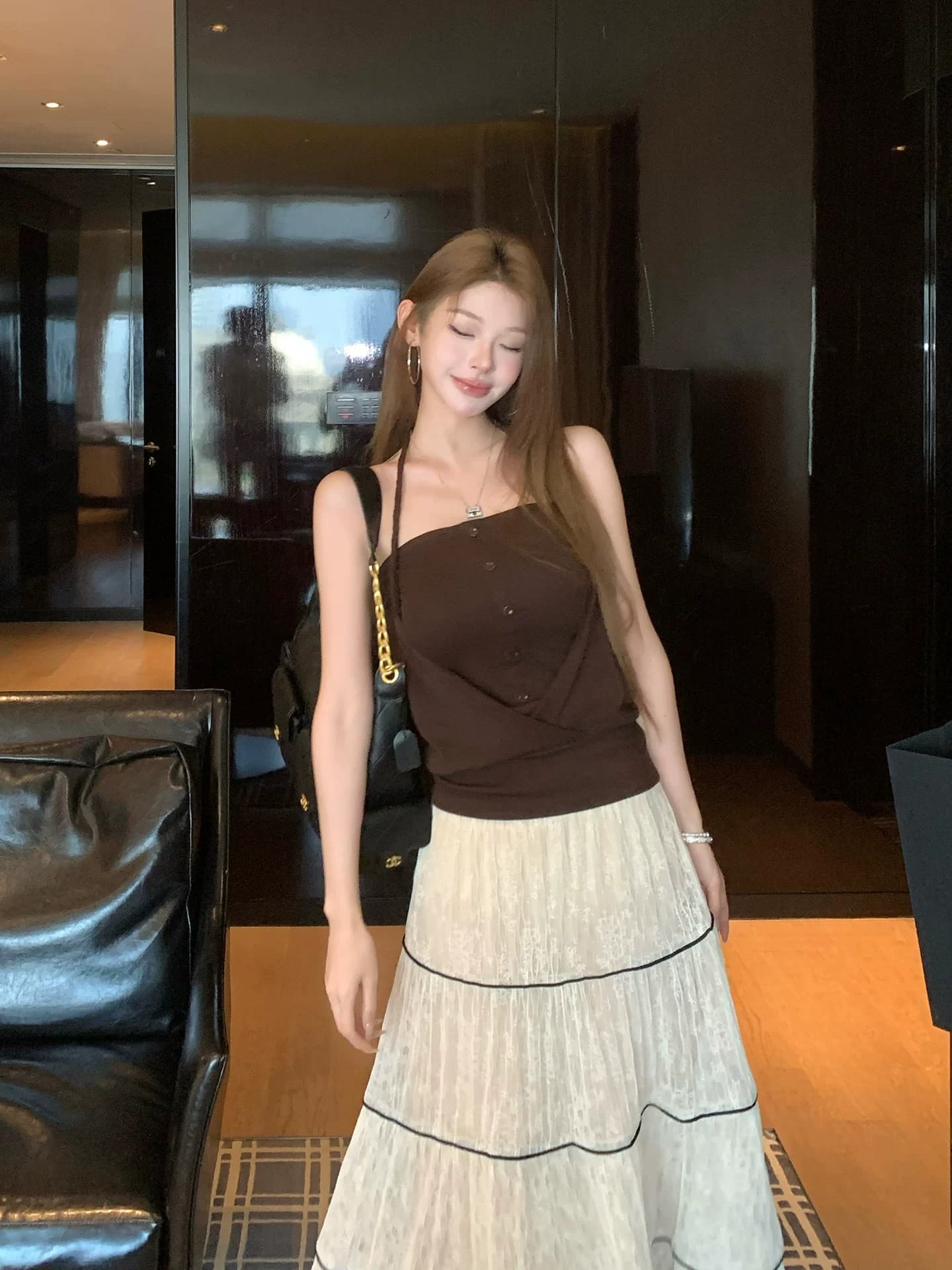 260 그램 사람들 면 행침 목 스타일 페이크 레이어드 튜브탑 캐미솔 핫걸 로드 중 여름 디자인 센스 작은 대중 맨위 이미지 2