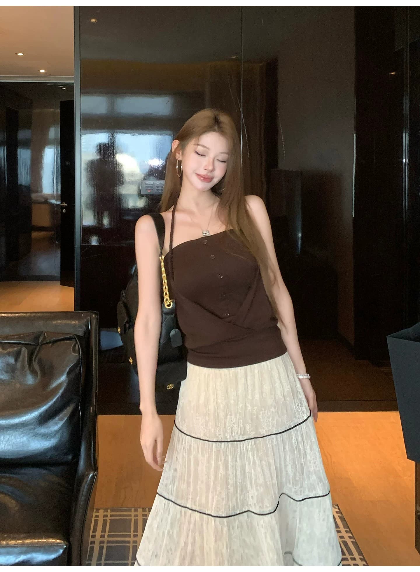 260 그램 사람들 면 행침 목 스타일 페이크 레이어드 튜브탑 캐미솔 핫걸 로드 중 여름 디자인 센스 작은 대중 맨위 상세 이미지 3