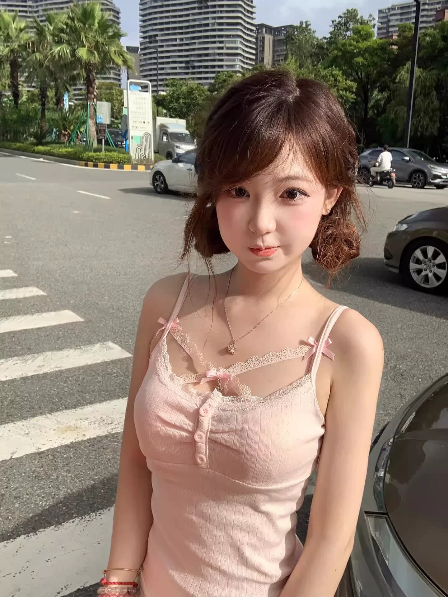 원본 원단 품질 핑크색 달콤한 자매 레이스 캐미솔 여름 작은 키 몸매 가꾸기 고유 한 아름다운 맨위 상세 이미지 1