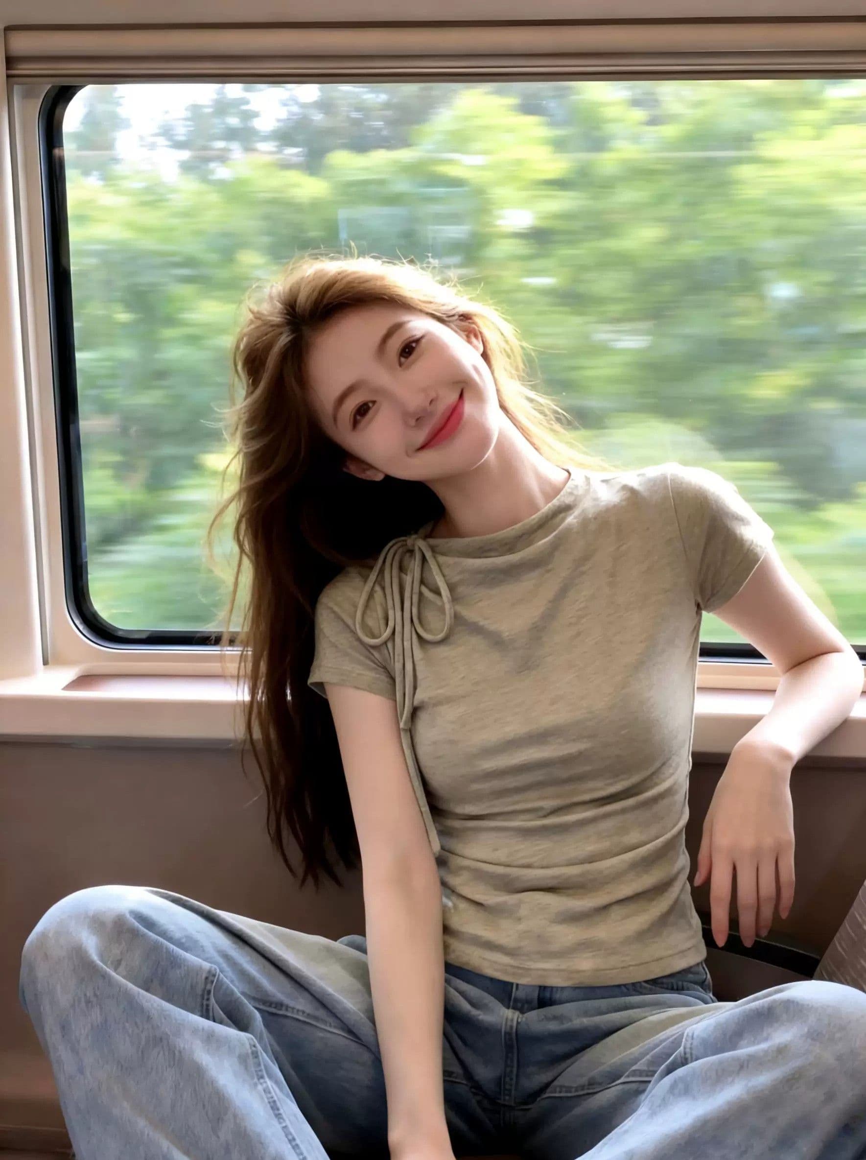 아메리칸 레트로 스트랩 비스듬한 어깨 반팔 티셔츠 여성 여름 모달 이끼 녹색 몸매 가꾸기 슬림해 보이는 허리 수축 작은 맨위 상세 이미지 1