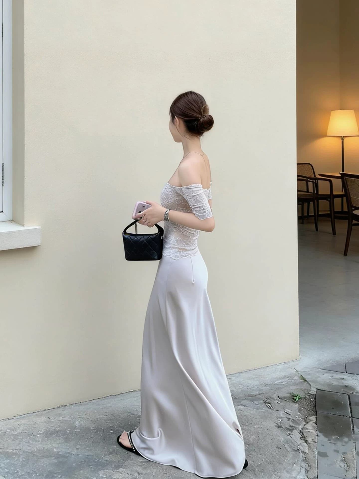 순수한 욕망 바람 레이스 자카드 오프숄더 반팔 티셔츠 여성 여름 핫걸 몸매 가꾸기 기본 셔츠 품격 쇼트 스타일 맨위 이미지 3